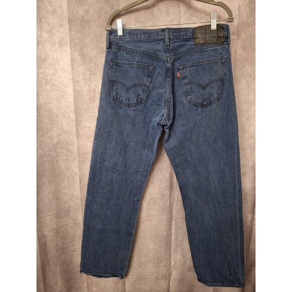 Levi's 501 Black Tab Jeans Men's 34x32 Blue Button Fly Faded Y2K Grunge Skater - Picture 2 of 8